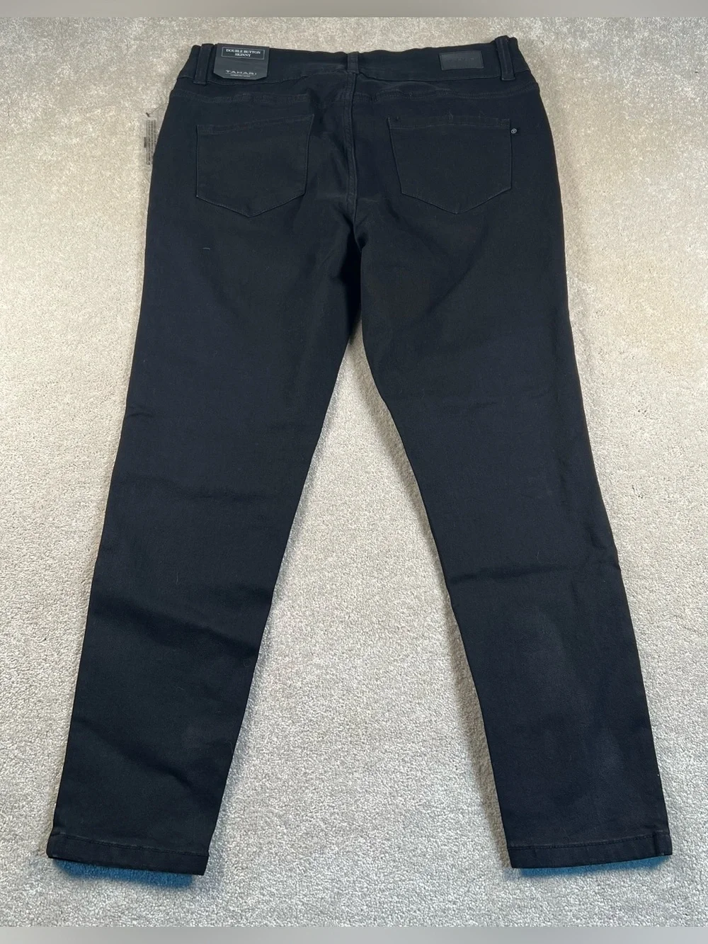Tahari Skinny Leg Pants Black Charlotte Double Button New Casual Women's 16W